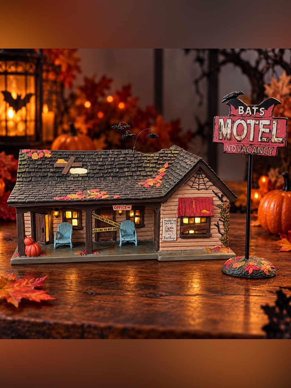 Department 56 Bats Motel Halloween Village Decor
